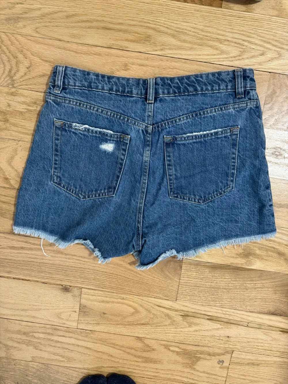 H&M Blue Distressed High-Rise Denim Shorts